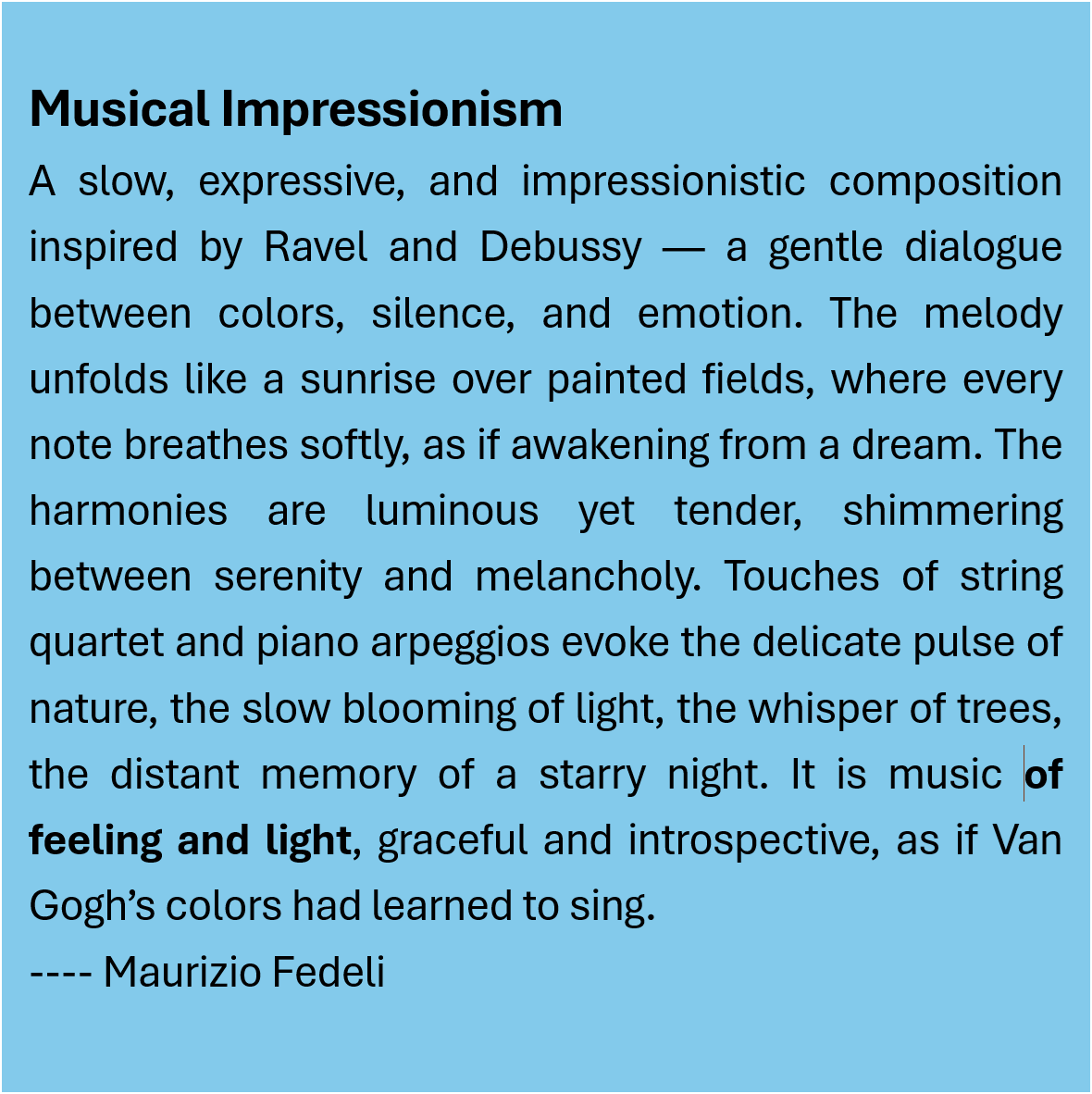 Impressionism Lyrics